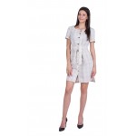 Ladies Linen Dress Beige Plaid 20204 / 2020