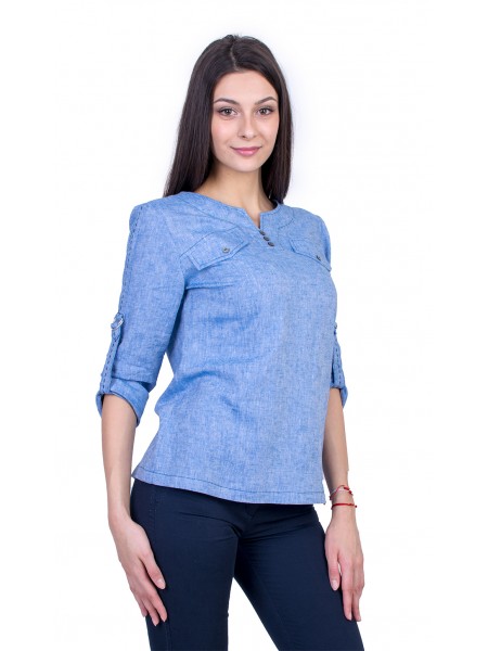 Light Blue Women's Blouse with Long Sleeves 21136 / 2021