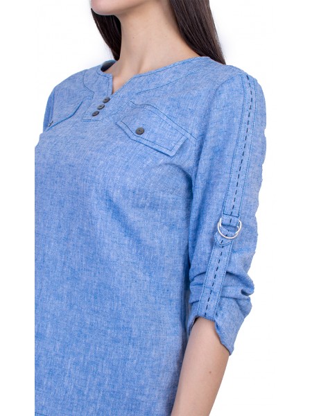 Light Blue Women's Blouse with Long Sleeves 21136 / 2021