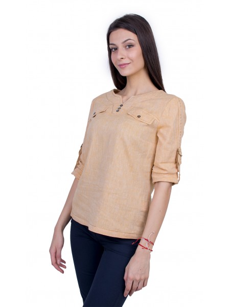 Yellow Women's Blouse with Long Sleeves 21137 / 2021