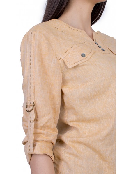 Yellow Women's Blouse with Long Sleeves 21137 / 2021