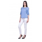 Ladies Set of Linen Blouse with White Pants 21136 - 167