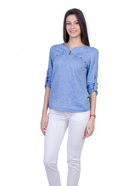 Ladies Set of Linen Blouse with White Pants 21136 - 167