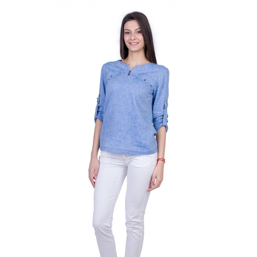 Ladies Set of Linen Blouse with White Pants 21136 - 167