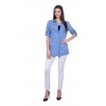 Дамски Комплект от Ленена Риза с Бял Панталон 21139 - 167