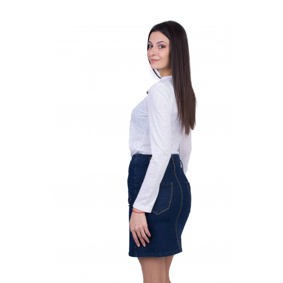 Set bluză damă cu fustă denim 20546 - 554 / 2021 Set bluză damă cu fustă denim 20546 - 554 / 2021