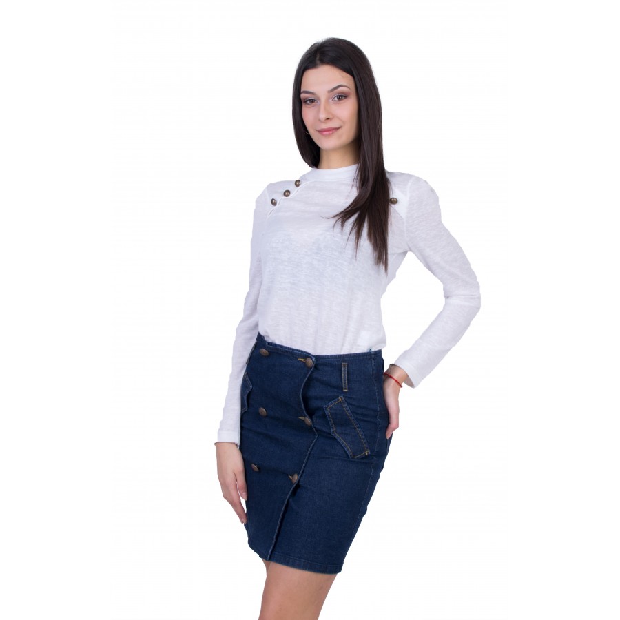 Set bluză damă cu fustă denim 20546 - 554 / 2021 Set bluză damă cu fustă denim 20546 - 554 / 2021