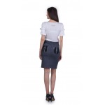 Ladies Set White Blouse with Denim Skirt 21174 W - 503