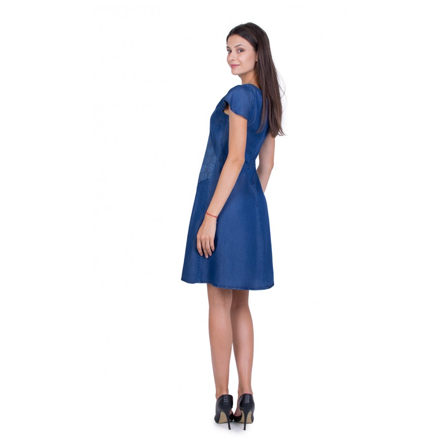 Blue ladies' denim jeans dress R17169