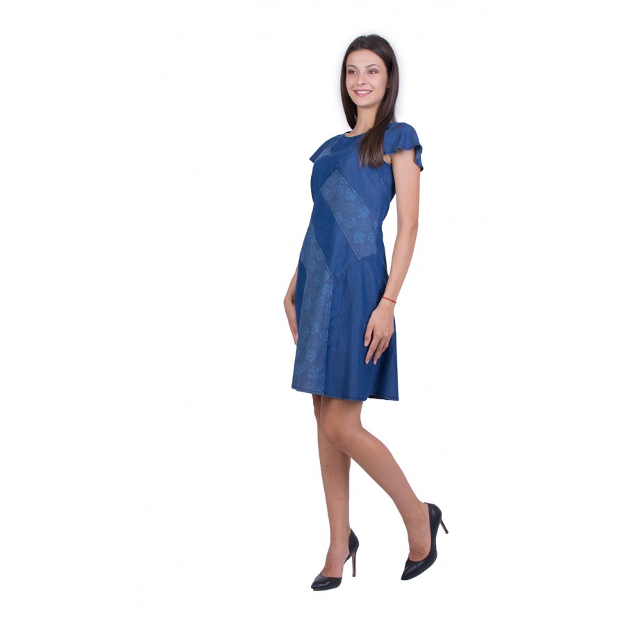 Blue ladies' denim jeans dress R17169