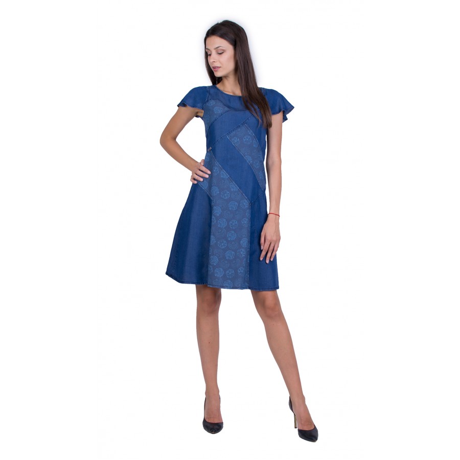 Blue ladies' denim jeans dress R17169