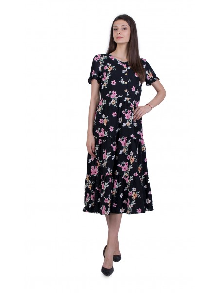 Rochie lungă de viscoză neagră R 21159