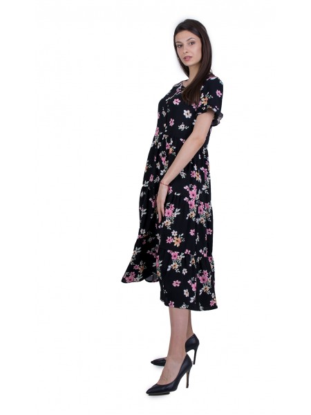 Long Black Viscose Dress R 21159