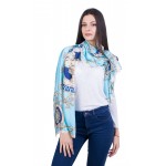 Floral print scarf SL 522 BLUE