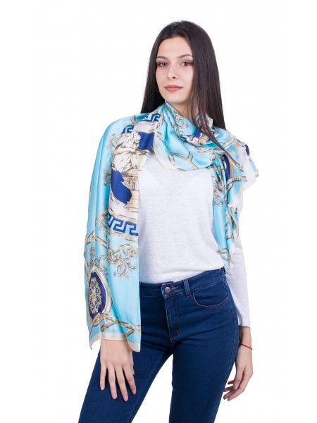 Floral print scarf SL 522 BLUE