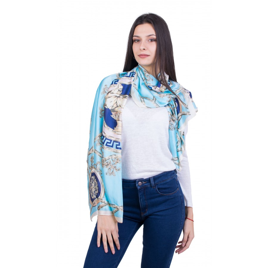 Floral print scarf SL 522 BLUE