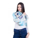 Floral print scarf SL 522 BLUE