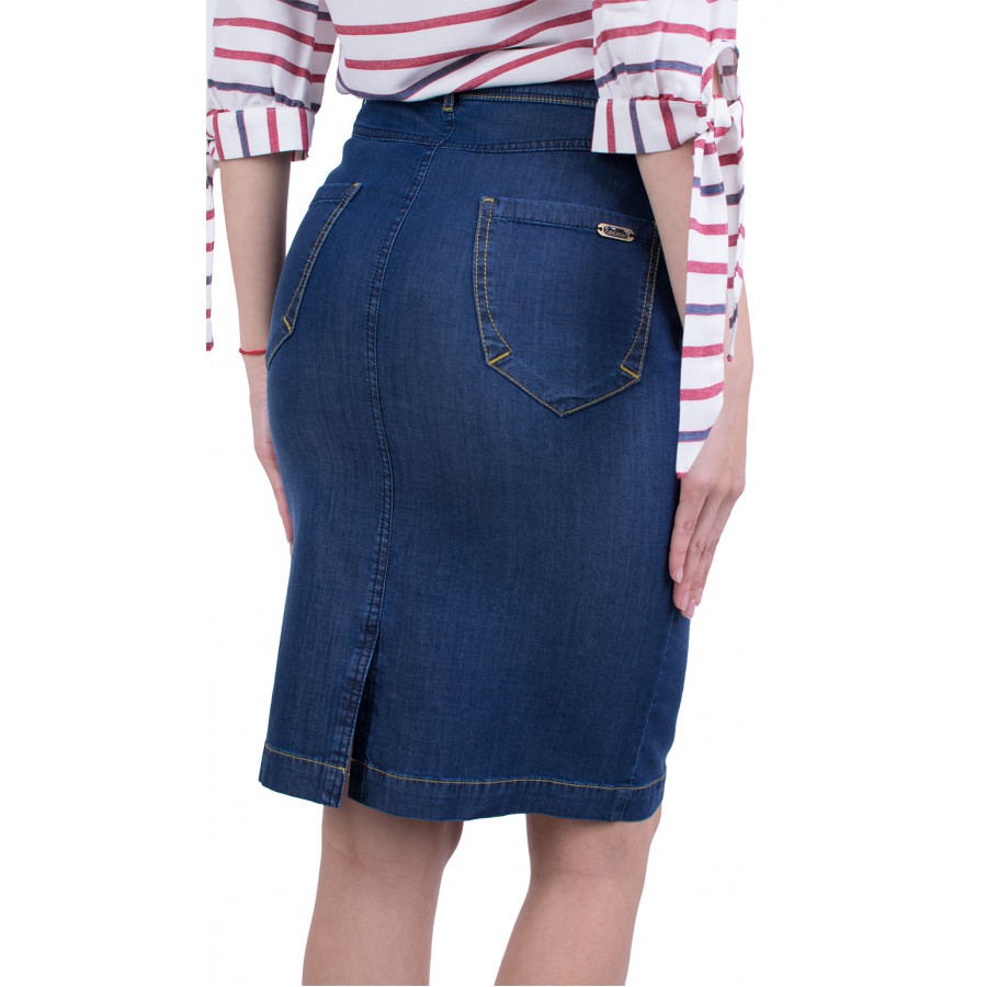 Fusta Denim Dreaptă De Vară 22140 / 2022 Fusta Denim Dreaptă De Vară 22140 / 2022