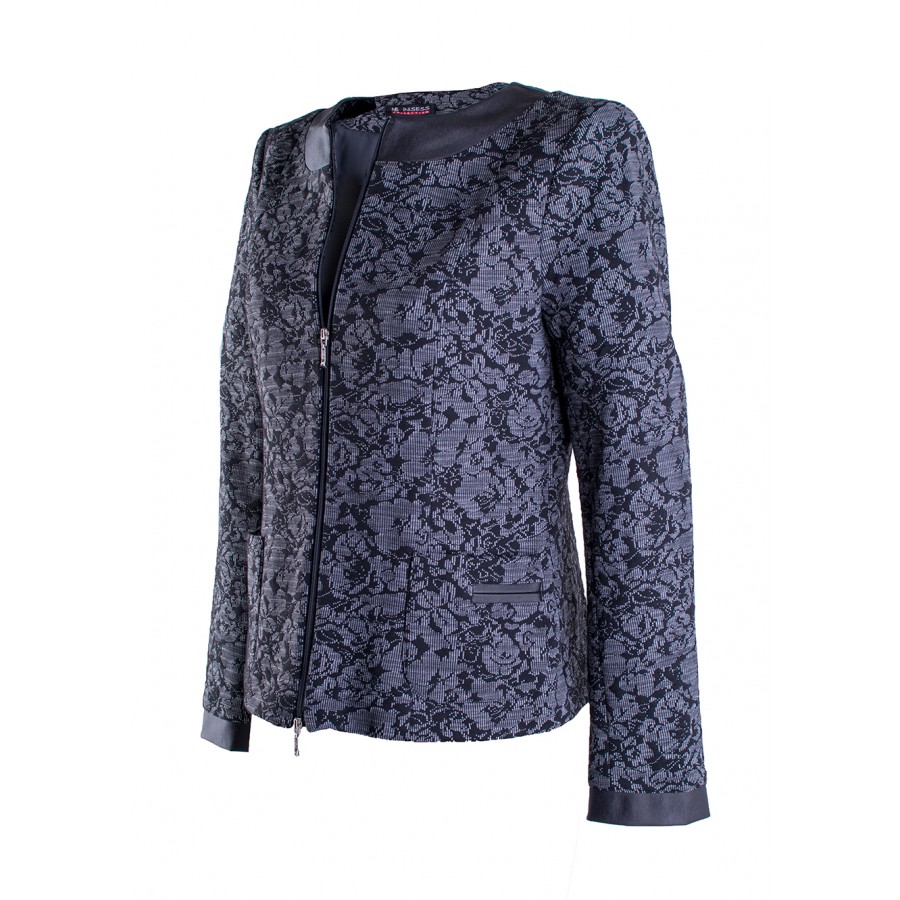 Women's Jacket with Leather Details 23111 / 2023 Women's Jacket with Leather Details 23111 / 2023