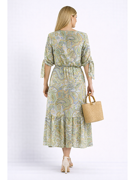 Women's Dress with Green Print 23145 / 2023 Women's Dress with Green Print 23145 / 2023