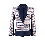 Spectacular Dark Blue Jacket with Boucle 24125 / 2024 Spectacular Dark Blue Jacket with Boucle 24125 / 2024