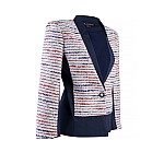 Spectacular Dark Blue Jacket with Boucle 24125 / 2024 Spectacular Dark Blue Jacket with Boucle 24125 / 2024