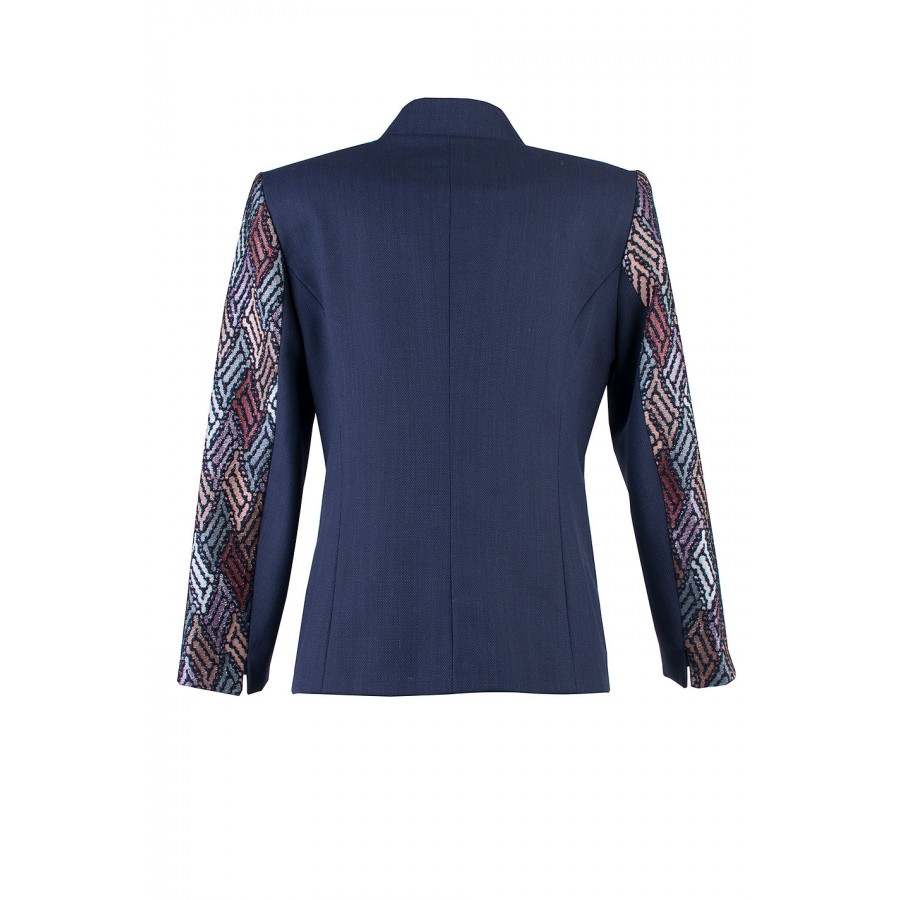 Dark Blue Blazer with Pastel Shiny Accents 24127 / 2024 Dark Blue Blazer with Pastel Shiny Accents 24127 / 2024