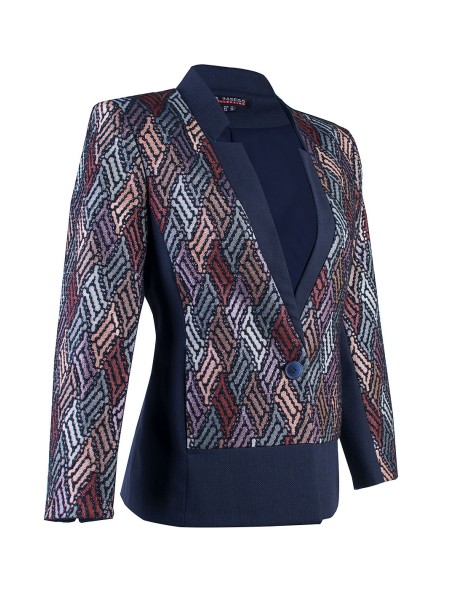 Pastel Parlak Desenli Lacivert Blazer 24127 / 2024