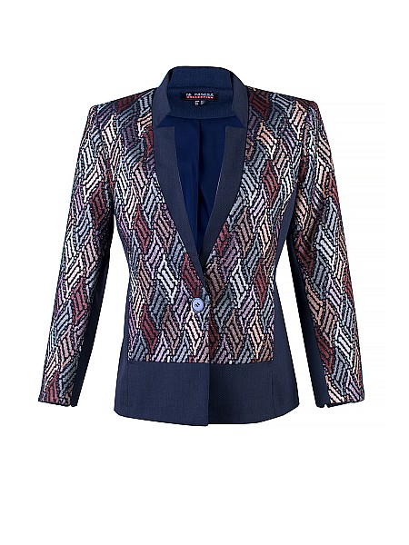 Pastel Parlak Desenli Lacivert Blazer 24127 / 2024 Pastel Parlak Desenli Lacivert Blazer 24127 / 2024