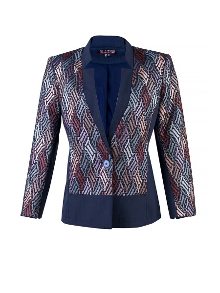 Dark Blue Blazer with Pastel Shiny Accents 24127 / 2024