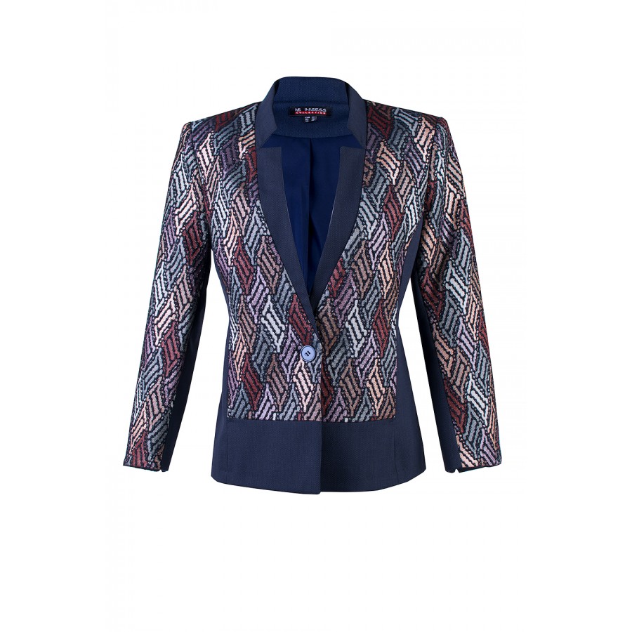 Dark Blue Blazer with Pastel Shiny Accents 24127 / 2024