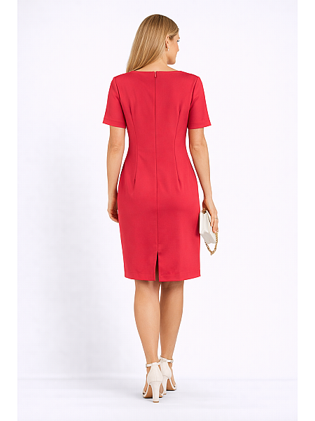 Elegant Scarlet Red Dress with Removable Ribbon 24130 RED / 2024 Elegant Scarlet Red Dress with Removable Ribbon 24130 RED / 2024