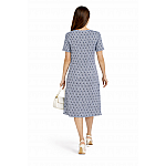 Rochie albă deschisă cu ornamente negre și buzunare practice 24136 / 2024 Rochie albă deschisă cu ornamente negre și buzunare practice 24136 / 2024