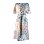Multicolored chiffon dress with adjustable sleeves 24152 / 2024 Multicolored chiffon dress with adjustable sleeves 24152 / 2024