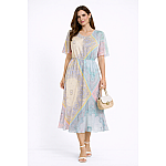 Multicolored chiffon dress with adjustable sleeves 24152 / 2024 Multicolored chiffon dress with adjustable sleeves 24152 / 2024
