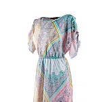 Multicolored chiffon dress with adjustable sleeves 24152 / 2024 Multicolored chiffon dress with adjustable sleeves 24152 / 2024
