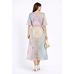 Multicolored chiffon dress with adjustable sleeves 24152 / 2024 Multicolored chiffon dress with adjustable sleeves 24152 / 2024