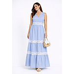 Summer light blue dress with white lace 24154 / 2024 Summer light blue dress with white lace 24154 / 2024
