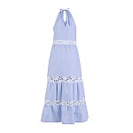 Summer light blue dress with white lace 24154 / 2024 Summer light blue dress with white lace 24154 / 2024