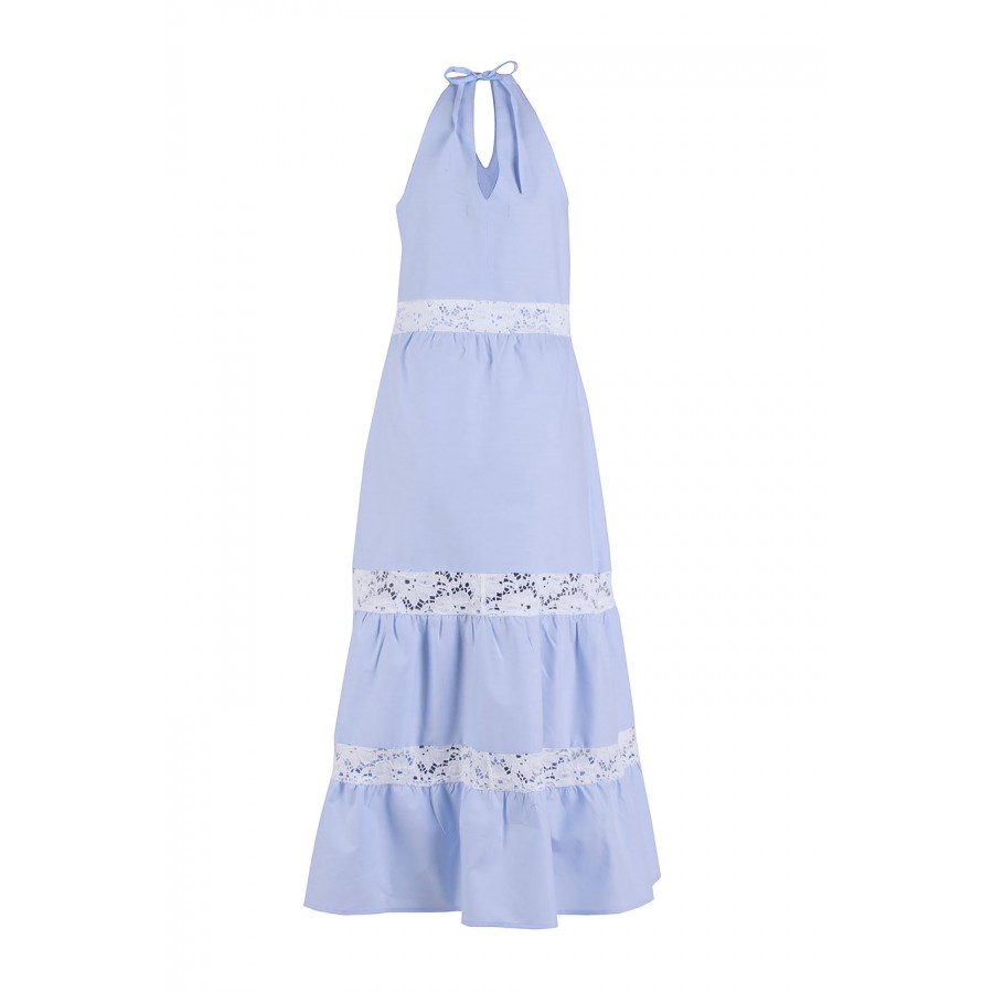 Summer light blue dress with white lace 24154 / 2024 Summer light blue dress with white lace 24154 / 2024