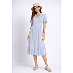 Rochie albastru deschis cu diamante albe si volane 24164 / 2024