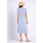Rochie albastru deschis cu diamante albe si volane 24164 / 2024