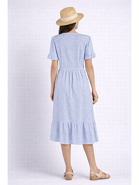 Light Blue Dress with White Diamonds and Ruffles 24164 / 2024 Light Blue Dress with White Diamonds and Ruffles 24164 / 2024