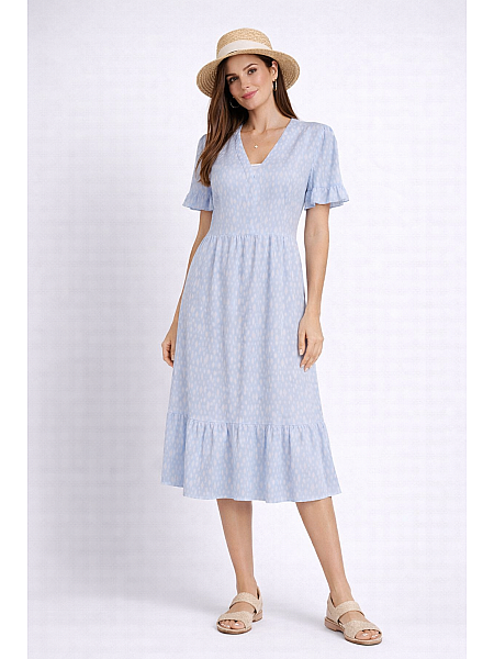 Light Blue Dress with White Diamonds and Ruffles 24164 / 2024