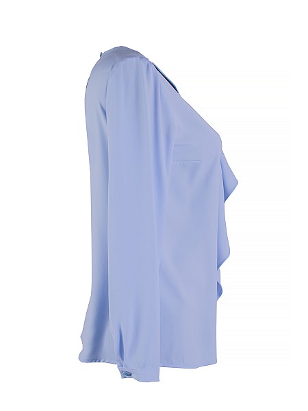 Bluză pentru femei Airy de culoare albastru deschis cu volan 25111 / 2025 Bluză pentru femei Airy de culoare albastru deschis cu volan 25111 / 2025