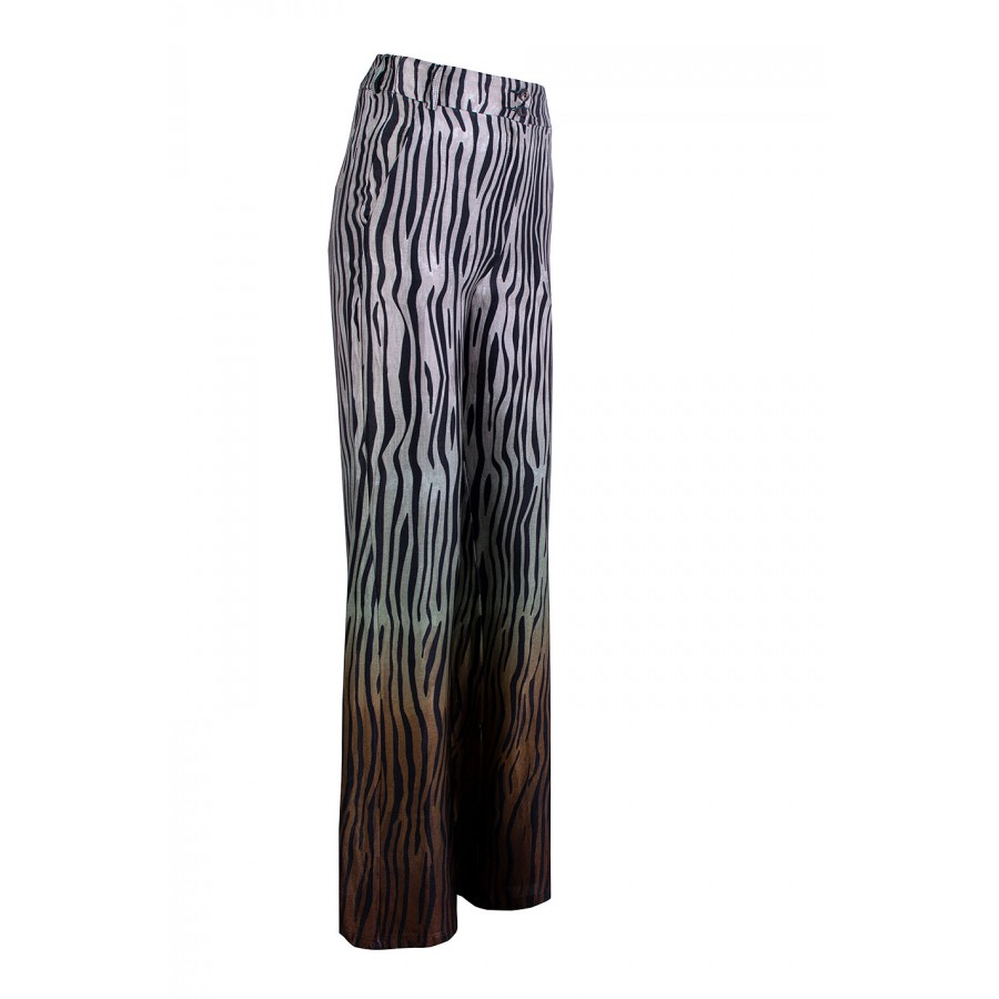 Women's Wide Leg Trousers with Tiger Ombre Print 25137 / 2025