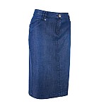 Fustă de vară albastră din Tencel cu linie elegantă 25124 / 2025 Fustă de vară albastră din Tencel cu linie elegantă 25124 / 2025