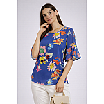 Multicolored Women's Blouse with Blue Base – Floral Style 2026 26115 / 2026 Multicolored Women's Blouse with Blue Base – Floral Style 2026 26115 / 2026