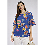 Multicolored Women's Blouse with Blue Base – Floral Style 2026 26115 / 2026 Multicolored Women's Blouse with Blue Base – Floral Style 2026 26115 / 2026