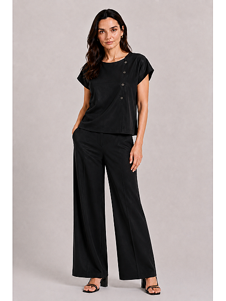 Black Tencel Women's Set with Blouse and Wide Pants 26131 - 128 black / 2026